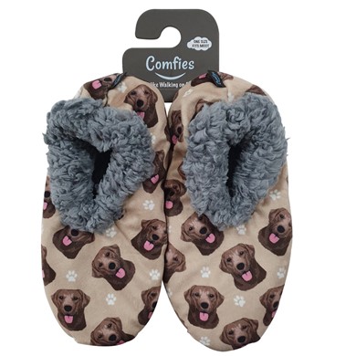 Raining Cats and Dogs | Labrador Retriever Chocolate Comfies Dog Print Slippers