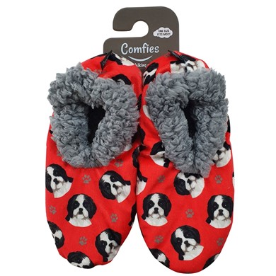 Raining Cats and Dogs | Shih Tzu Black & White Comfies Dog Print Slippers