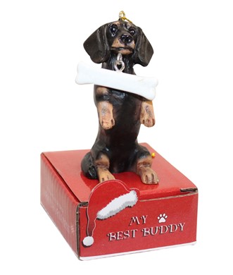 Raining Cats and Dogs | Black Dachshund My Best Buddy Dog Breed Figurine Christmas Ornaments