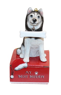 Raining Cats and Dogs | Siberian Husky My Best Buddy Figurine Christmas Ornaments