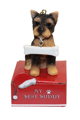 Raining Cats and Dogs | Yorkshire Terrier Pup My Best Buddy Figurine Christmas Ornaments