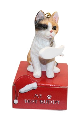 Raining Cats and Dogs | Calico Cat Best Buddy Figurine Christmas Ornaments