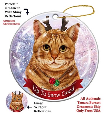 Raining Cats and Dogs | Orange Tabby Cat Up to Snow Good Cat Christmas Ornament