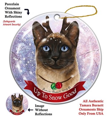 Raining Cats and Dogs | Siamese Cat Seal Point  Up to Snow Good Cat Christmas Ornament