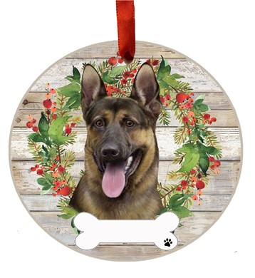 Raining Cats and Dogs | German Shepherd Dog Breed Wreath Christmas Ornament