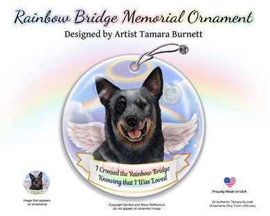 Raining Cats and Dogs | Australian Cattle Dog Rainbow Bridge Memorial Ornament