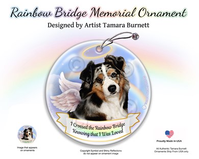 Raining Cats and Dogs | Australian Shepherd  Rainbow Bridge Memorial Ornament