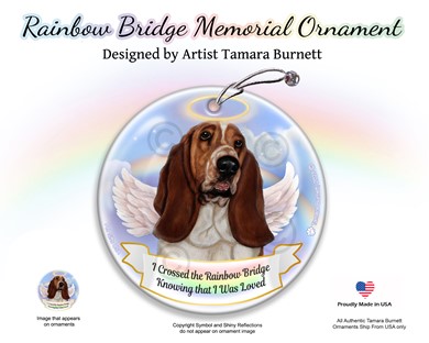 Raining Cats and Dogs | Basset Hound  Rainbow Bridge Memorial Ornament