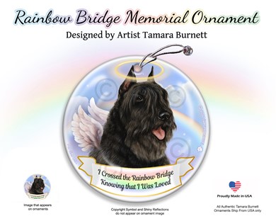Raining Cats and Dogs | Bouvier Dog Rainbow Bridge Memorial Ornament