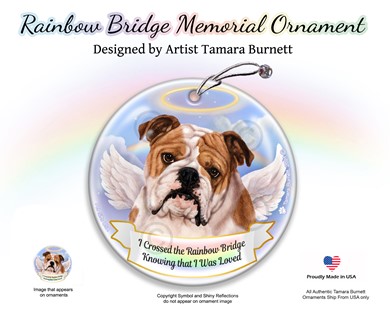 Raining Cats and Dogs | Bulldog Rainbow Bridge Memorial Ornament