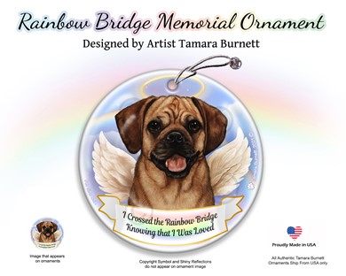 Raining Cats and Dogs | Puggle Dog Rainbow Bridge Memorial Ornament