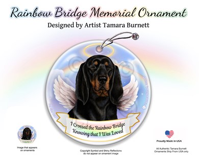 Raining Cats and Dogs |  Coonhound  Dog Rainbow Bridge Memorial Ornament