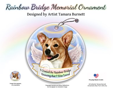 Raining Cats and Dogs |Welsh Corgi Pembroke Dog Rainbow Bridge Memorial Ornament