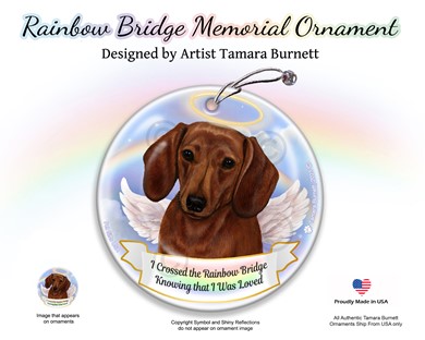Raining Cats and Dogs | Dachshund Rainbow Bridge Memorial Ornament