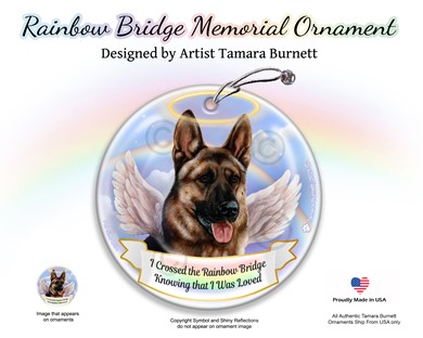 Raining Cats and Dogs | German Shepherd Dog Rainbow Bridge Memorial Ornament