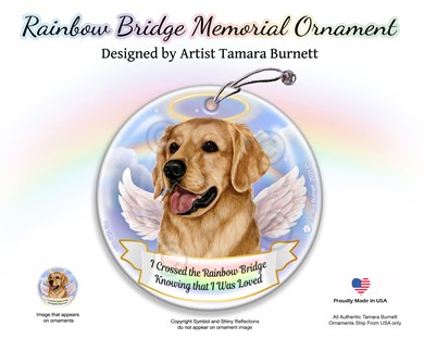 Raining Cats and Dogs | Golden Retriever Rainbow Bridge Memorial Ornament