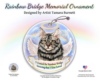 Raining Cats and Dogs | Maine Coon Cat Rainbow Bridge Memorial Ornament