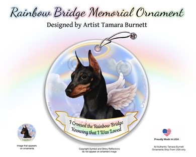 Raining Cats and Dogs | Miniature Pinscher Rainbow Bridge Memorial Ornament