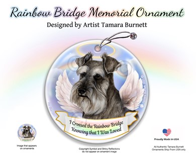 Raining Cats and Dogs | Schnauzer Dog Rainbow Bridge Memorial Ornament