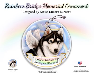 Raining Cats and Dogs | Siberian Husky Dog Rainbow Bridge Memorial Ornament