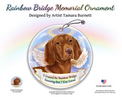 Raining Cats and Dogs | Vizsla Dog Rainbow Bridge Memorial Ornament