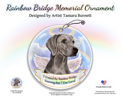 Raining Cats and Dogs | Weimaraner Dog Rainbow Bridge Memorial Ornament