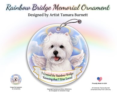 Raining Cats and Dogs | West Highland Terrier Dog Rainbow Bridge Memorial Ornament