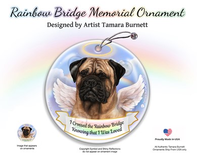 Raining Cats and Dogs | Bullmastiff Rainbow Bridge Memorial Ornament