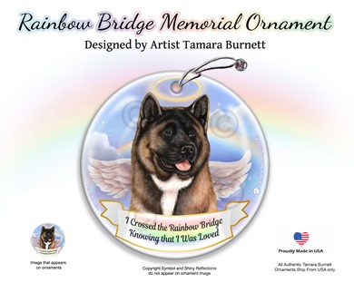 Raining Cats and Dogs | Akita Dog Rainbow Bridge Memorial Ornament