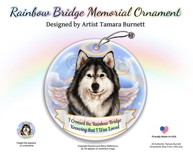 Raining Cats and Dogs | Alaskan Malamute Dog Rainbow Bridge Memorial Ornament