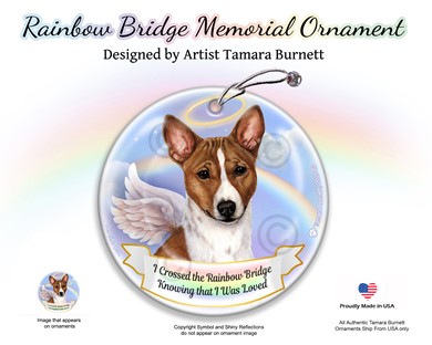 Raining Cats and Dogs | Basenji Dog Rainbow Bridge Memorial Ornament
