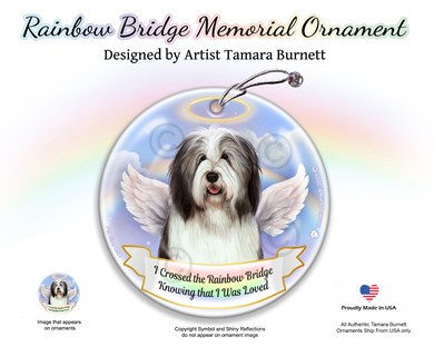 Raining Cats and Dogs | Bearded Collie Dog Rainbow Bridge Memorial Ornament