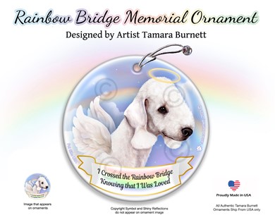 Raining Cats and Dogs | Bedlington Terrier Rainbow Bridge Memorial Ornament