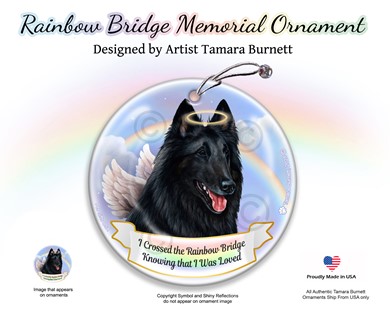 Raining Cats and Dogs | Belgian Shepherd/Sheepdog Rainbow Bridge Memorial Ornament