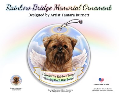 Raining Cats and Dogs | Brussels Griffon Rainbow Bridge Memorial Ornament