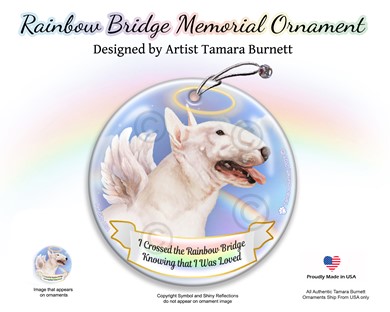Raining Cats and Dogs | Bull Terrier Rainbow Bridge Memorial Ornament