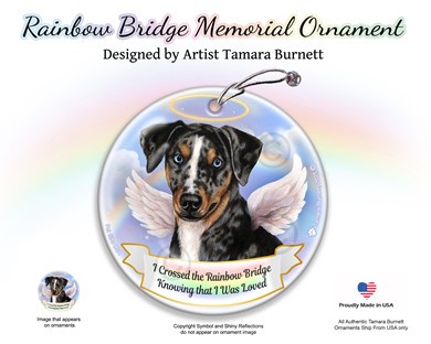 Raining Cats and Dogs |Catahoula Leopard Dog Rainbow Bridge Memorial Ornament