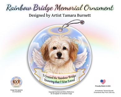 Raining Cats and Dogs |Cavachon Dog Rainbow Bridge Memorial Ornament