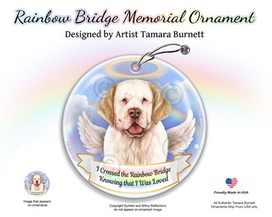 Raining Cats and Dogs | Clumber Spaniel Dog Rainbow Bridge Memorial Ornament