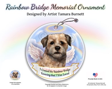 Raining Cats and Dogs | Border Terrier Rainbow Bridge Memorial Ornament