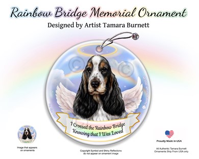 Raining Cats and Dogs | English Cocker Spaniel Dog Rainbow Bridge Memorial Ornament