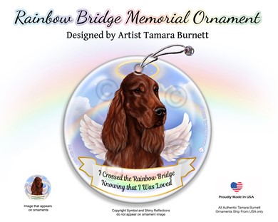 Raining Cats and Dogs | Irish Setter Rainbow Bridge Memorial Ornament