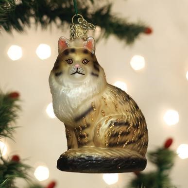 Raining Cats and Dogs | Maine Coon Cat Old World Christmas Ornament