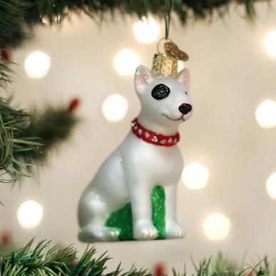 Raining Cats and Dogs | Bull Terrier Old World Christmas Dog Glass Ornament