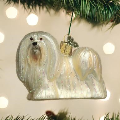 Raining Cats and Dogs | Lhasa Apso Old World Christmas Dog Glass Ornament