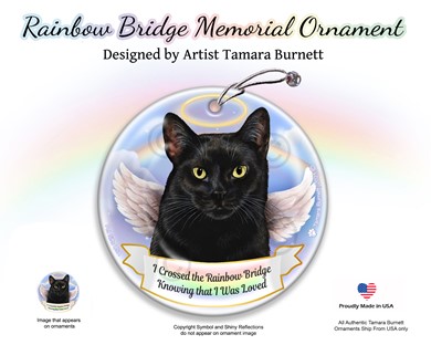 Raining Cats and Dogs | Black  Cat Rainbow Bridge Memorial Ornament
