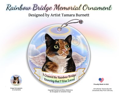 Raining Cats and Dogs |Tortoiseshell Cat Rainbow Bridge Memorial Ornament
