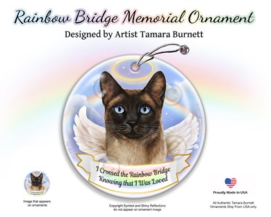 Raining Cats and Dogs |Siamese Cat Rainbow Bridge Memorial Ornament