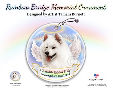 Raining Cats and Dogs | Samoyed Rainbow Bridge Memorial Ornament