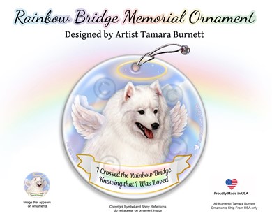 Raining Cats and Dogs | Japanese Spitz Dog Rainbow Bridge Memorial Ornament